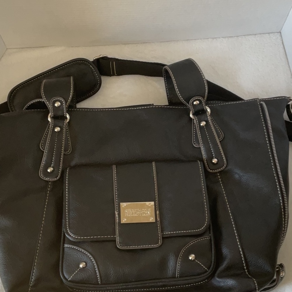 Vintage kenneth cole oversized purse tote black leather
